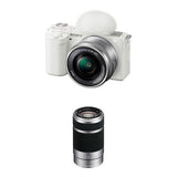 Sony ZV-E10 Mirrorless Camera with 16-50mm and 55-210mm Lens (White)